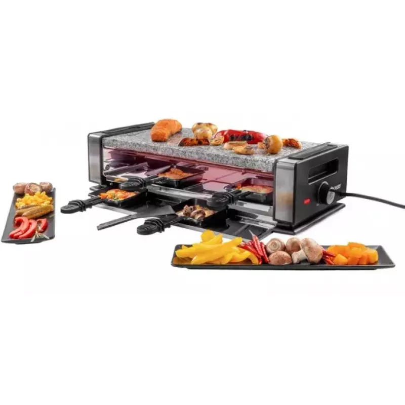 Grill Raclette Unold Delice Basic 1200 W 8 Osób Czarny Stal Nierdzewna