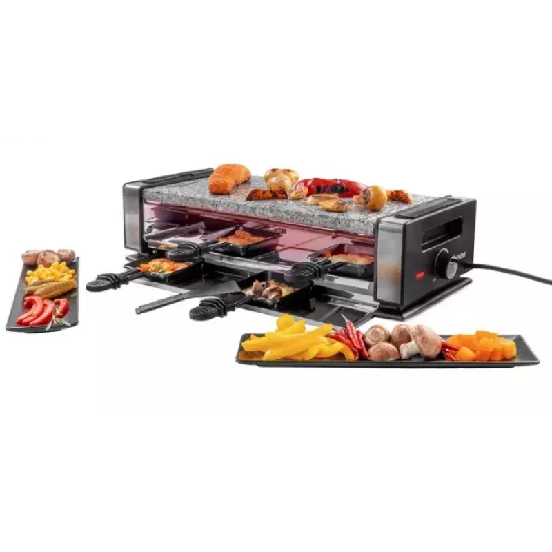 Grill Raclette Unold Delice Basic 1200 W 8 Osób Czarny Stal Nierdzewna