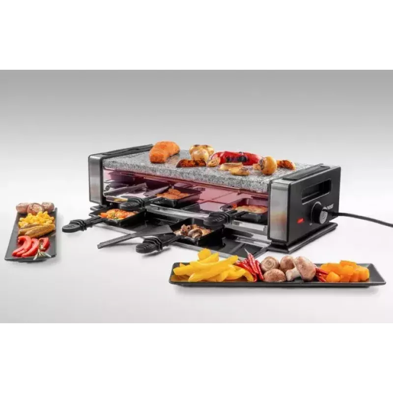 Grill Raclette Unold Delice Basic 1200 W 8 Osób Czarny Stal Nierdzewna