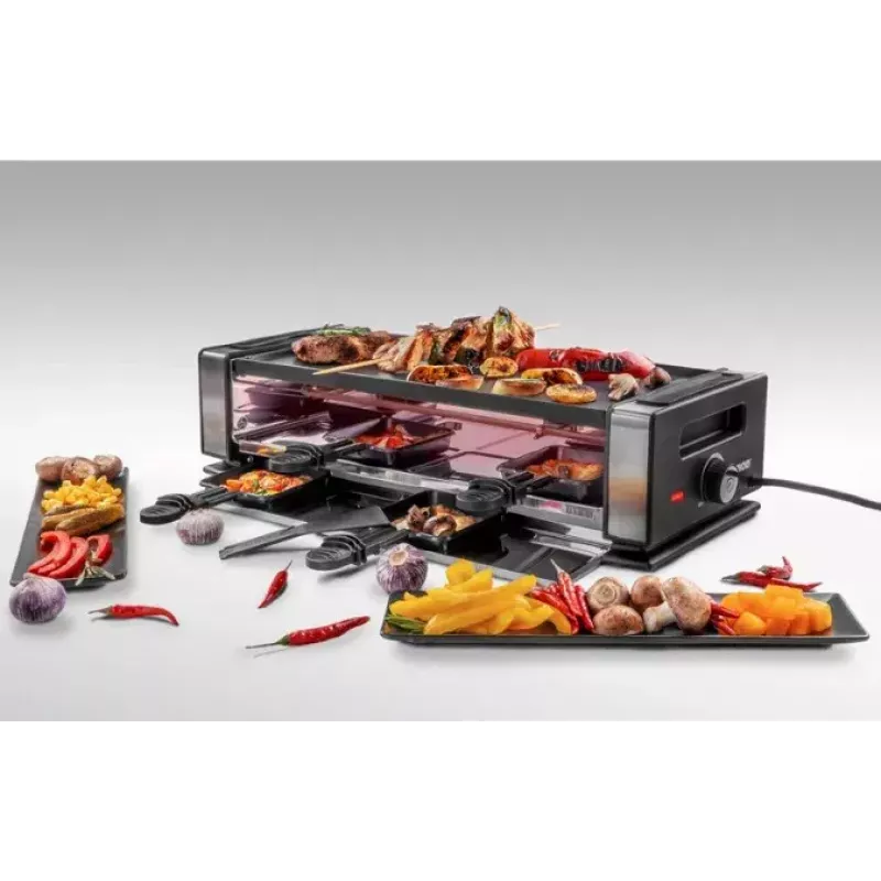 Grill Raclette Unold Delice Basic 1200 W 8 Osób Czarny Stal Nierdzewna