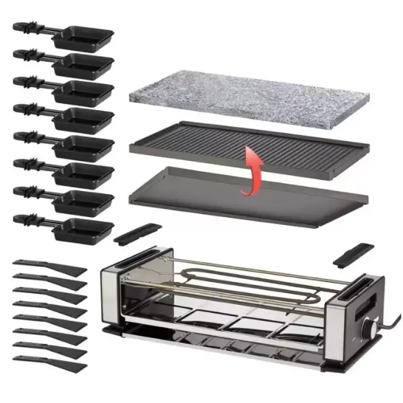 Grill Raclette Unold Delice Basic 1200 W 8 Osób Czarny Stal Nierdzewna