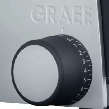 Elektryczna krajalnica Graef G55 170 W, maks. grubość plastra 20 mm, szary metal, 230 V, wymiary 230×325×240 mm