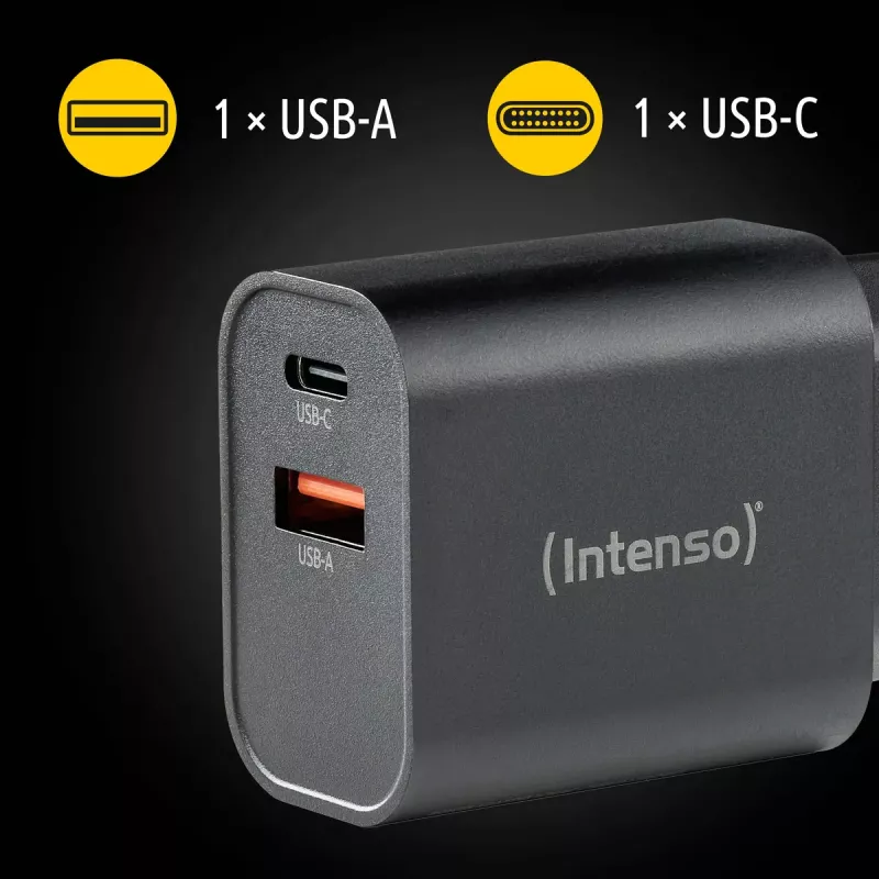 Zasilacz sieciowy Intenso W30AC 30W USB-A USB-C Czarny
