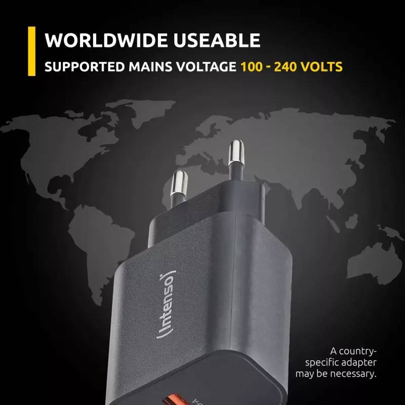 Zasilacz sieciowy Intenso W30AC 30W USB-A USB-C Czarny