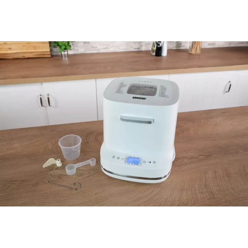 Wypiekacz do chleba Unold Esge Backmeister Bernd 68120 — 550 W, maks. bochenek 1 kg, biały, obudowa z tworzywa sztucznego