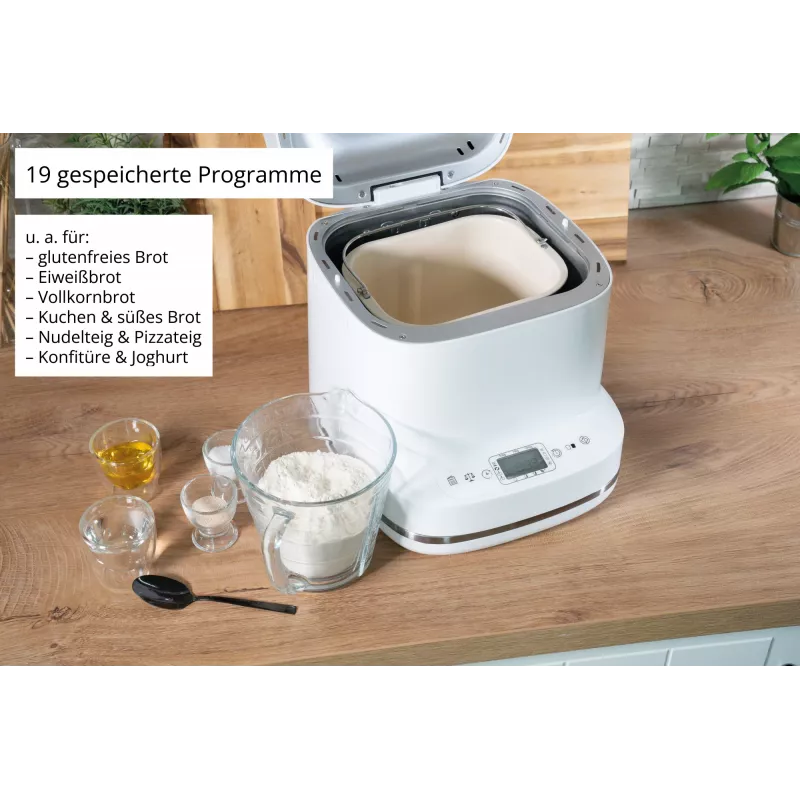 Wypiekacz do chleba Unold Esge Backmeister Bernd 68120 — 550 W, maks. bochenek 1 kg, biały, obudowa z tworzywa sztucznego