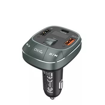 Ładowarka samochodowa Vention 3-portowa USB (USB-C + 2× USB-A) 30W/18W/5W Czarna