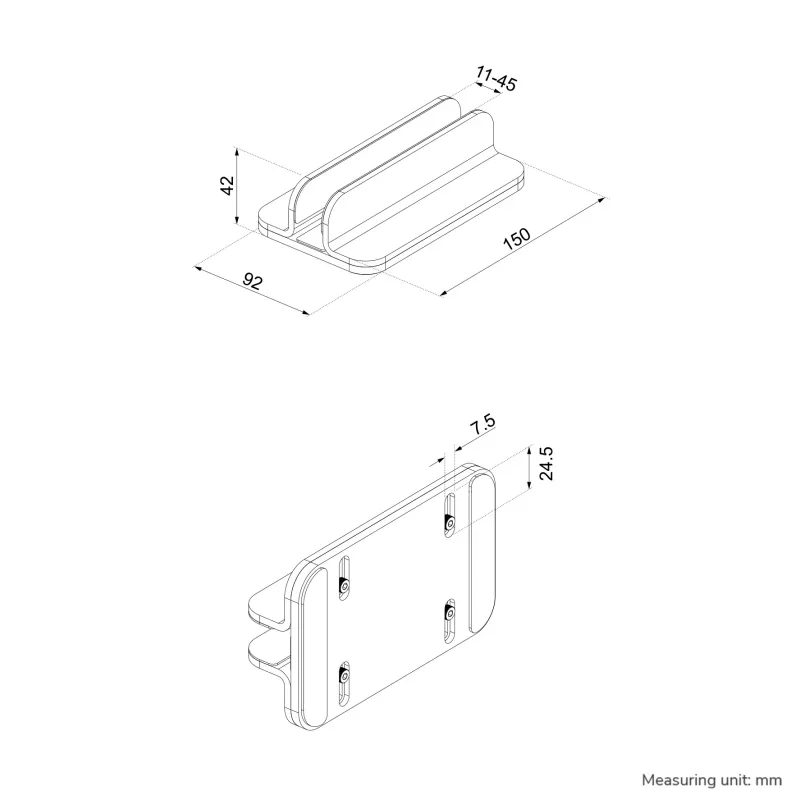Uchwyt na laptop Neomounts NSLS300SILVER 11–17 cali aluminiowy, wysokość 0–42 mm, szerokość 0–150 mm, głębokość 0–92 mm, srebrny