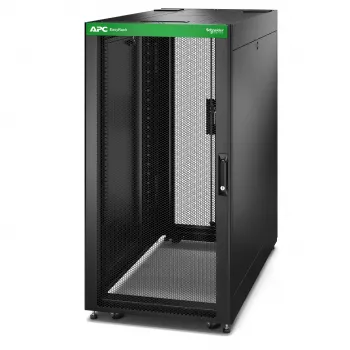 APC Easy Rack, 24U, czarny, z dachem, kółkami, stopkami, 4 wspornikami i panelami bocznymi, bez dna, 1198W x 600S x 1200G mm
