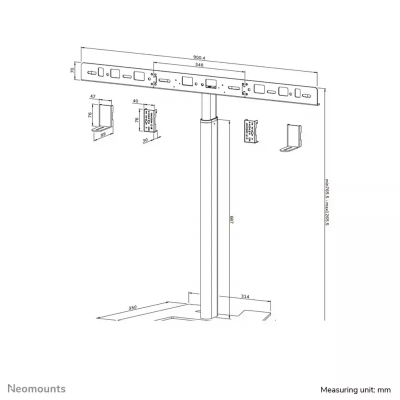 Neomounts AV80-500BL stojak podłogowy do videobaru - VESA - maks. 10 kg - uniwersalny