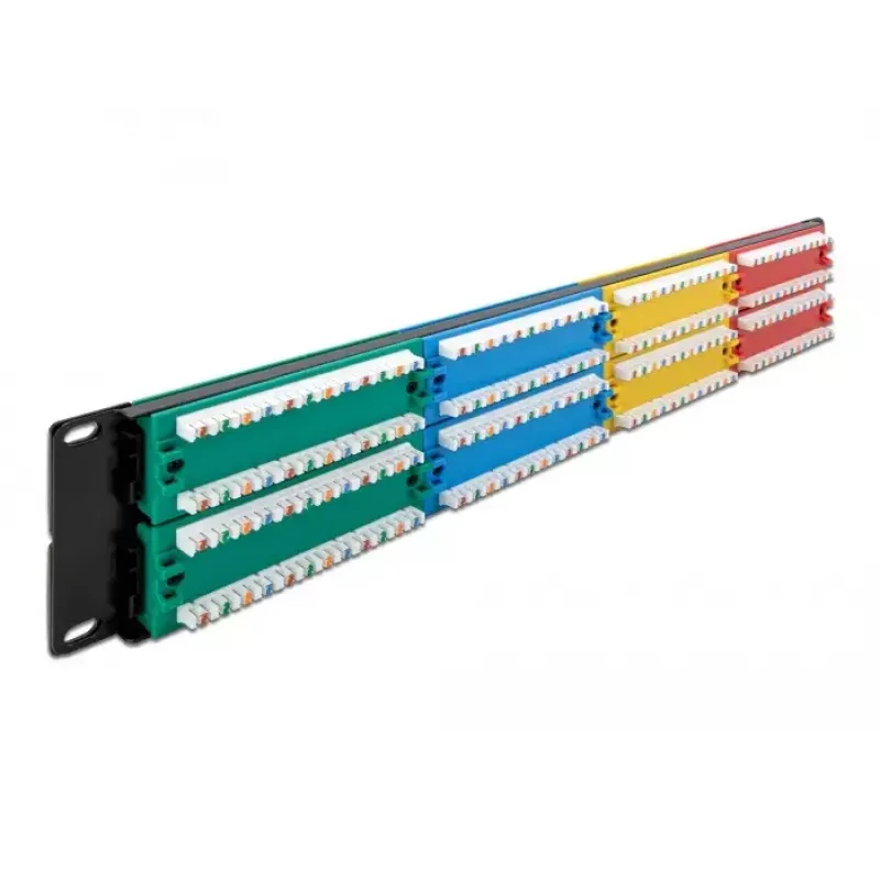 DeLOCK 19-calowy panel krosowy 48 portów Cat.5e 2U kolorowe RJ-45