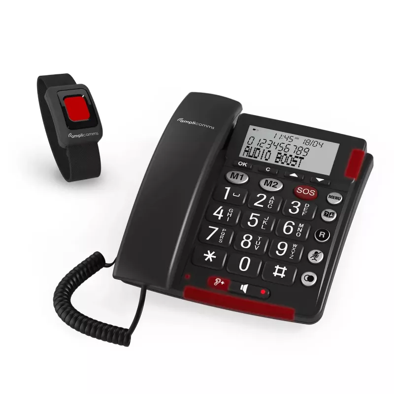 Telefon analogowy amplicomms BigTel 50 Alarm Plus identyfikacja numeru dzwoniącego ciemnoszary