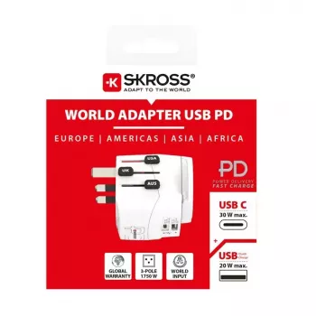 Adapter do gniazdka SKROSS 61663 Uniwersalny Biały 100-250V 2.4A USB