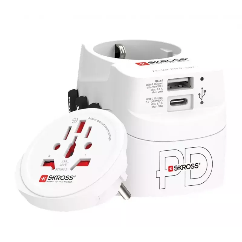 Adapter do gniazdka SKROSS 61663 Uniwersalny Biały 100-250V 2.4A USB