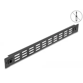 Wentylowany panel zaślepiający DeLOCK 19 cali 66985 Czarny Metal 1U