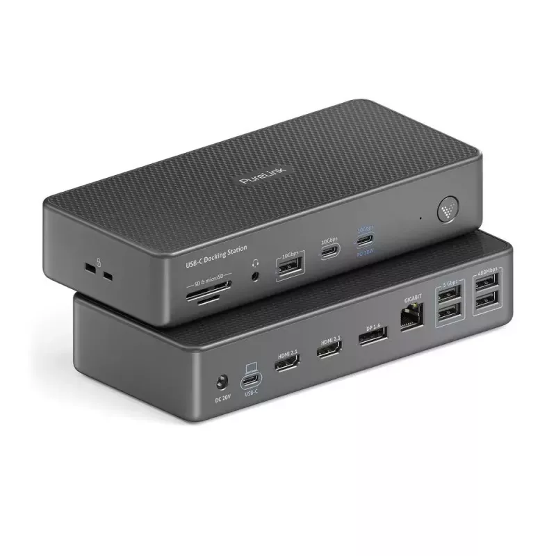 Stacja dokująca do laptopa PureLink VL-D220 przewodowa USB 3.2 Gen 2 Type-C szara