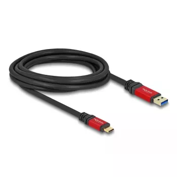 Kabel USB DeLOCK 80619 Type-A do Type-C 10 Gb/s 3 m Czerwony Metal