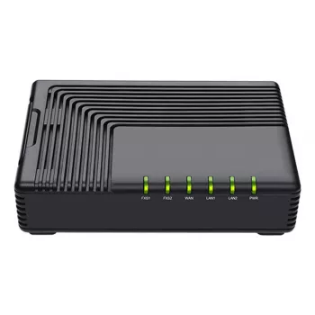 Analogowy adapter telefoniczny (ATA) Auerswald FTA5102E2 — 2 porty, G.711a/u, G.729A/ab, zasilanie DC, czarny