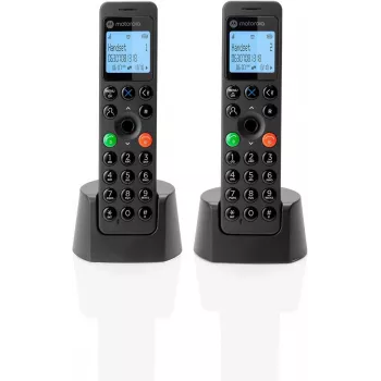 Telefon DECT Motorola DOT202 Twin bezprzewodowy zestaw słuchawkowy Identyfikacja rozmówcy Czarny