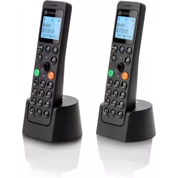 Telefon DECT Motorola DOT202 Twin bezprzewodowy zestaw słuchawkowy Identyfikacja rozmówcy Czarny