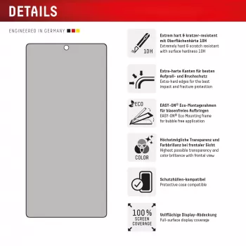 Displex Privacy Screen Protector (10H) do Samsung Galaxy S25 Ultra, Eko ramka montażowa, filtr prywatności