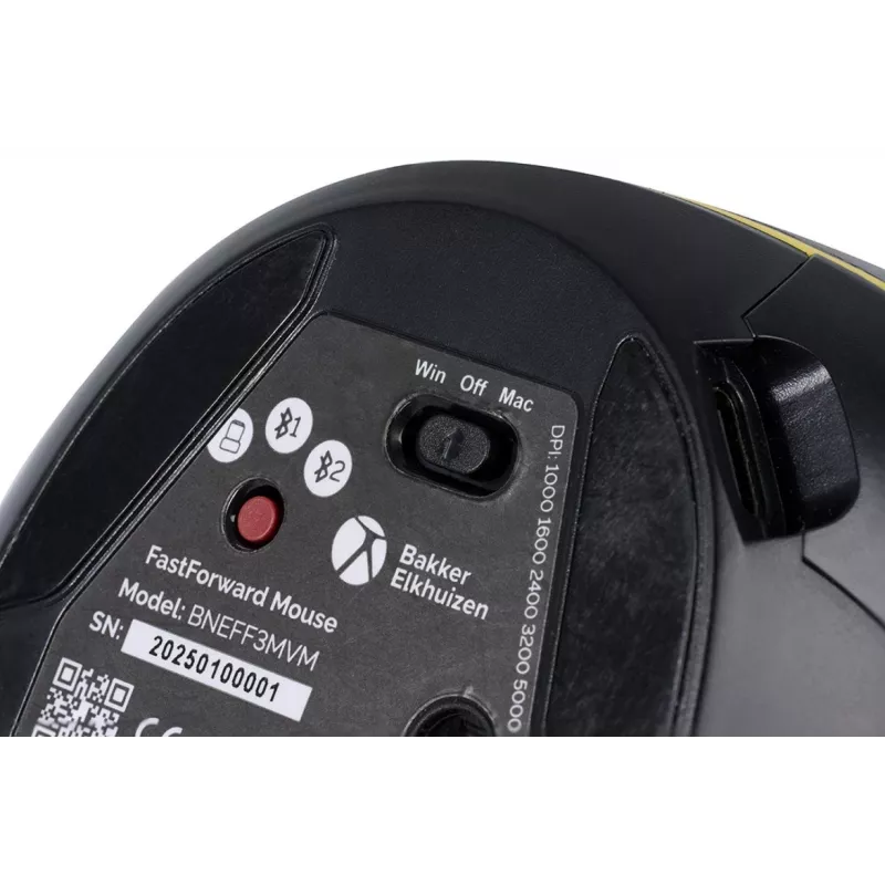 Mysz BakkerElkhuizen FastForward, praworęczna, konstrukcja pionowa, optyczna, RF Wireless + Bluetooth + USB Type-C, 500 DPI, szary