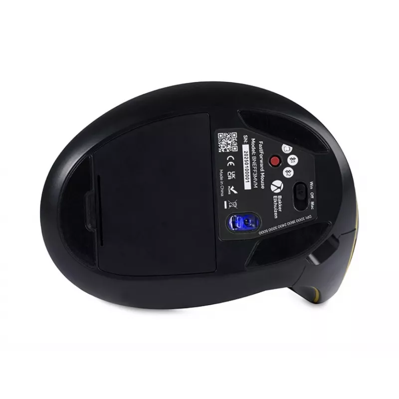 Mysz BakkerElkhuizen FastForward, praworęczna, konstrukcja pionowa, optyczna, RF Wireless + Bluetooth + USB Type-C, 500 DPI, szary