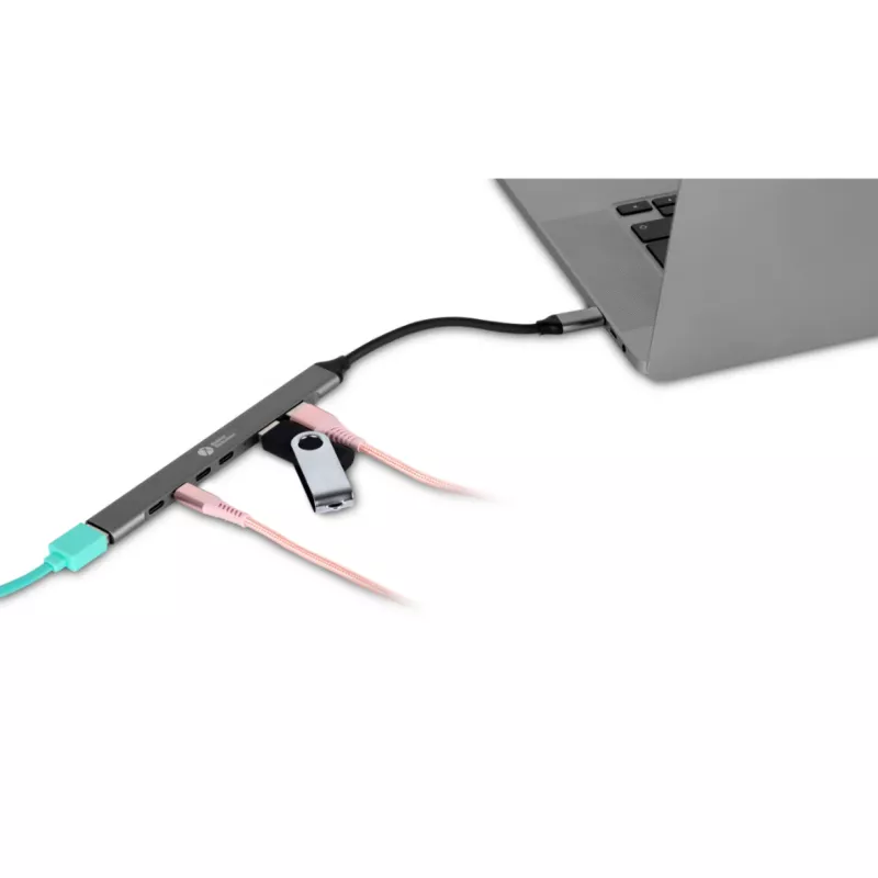 Hub USB-C 7 w 1 BakkerElkhuizen BNECHUB3A4C — 7 portów (USB 3.2 Gen1 A, USB 3.2 Gen1 C, USB 2.0), obudowa aluminiowa, szary/czarny