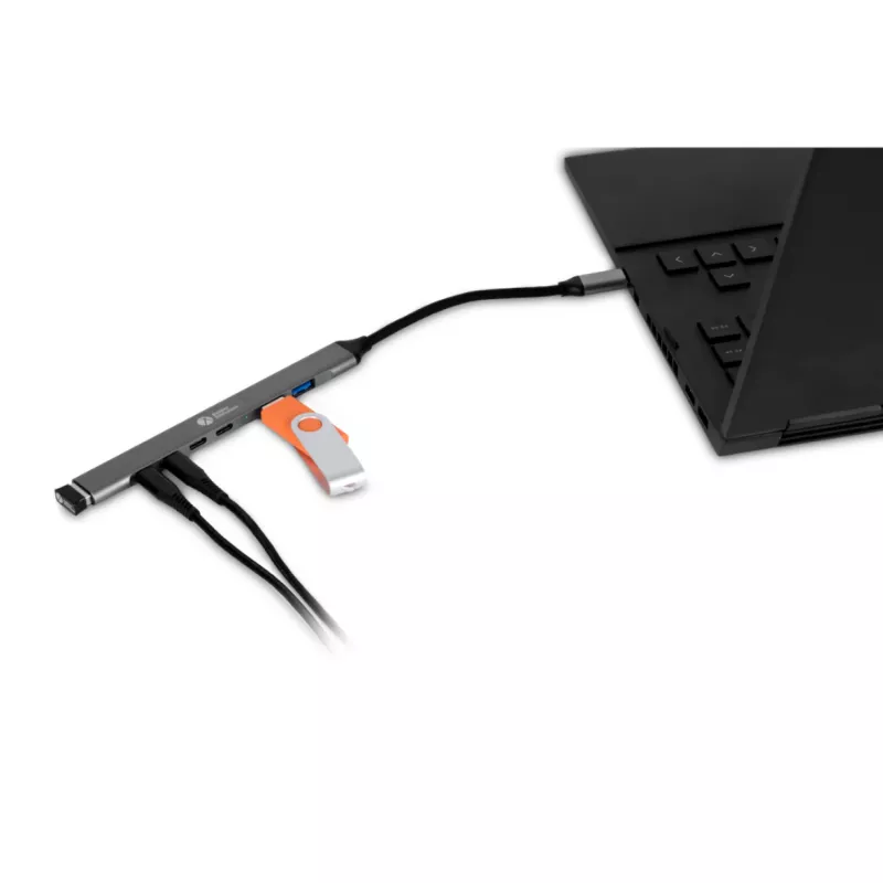 Hub USB-C 7 w 1 BakkerElkhuizen BNECHUB3A4C — 7 portów (USB 3.2 Gen1 A, USB 3.2 Gen1 C, USB 2.0), obudowa aluminiowa, szary/czarny