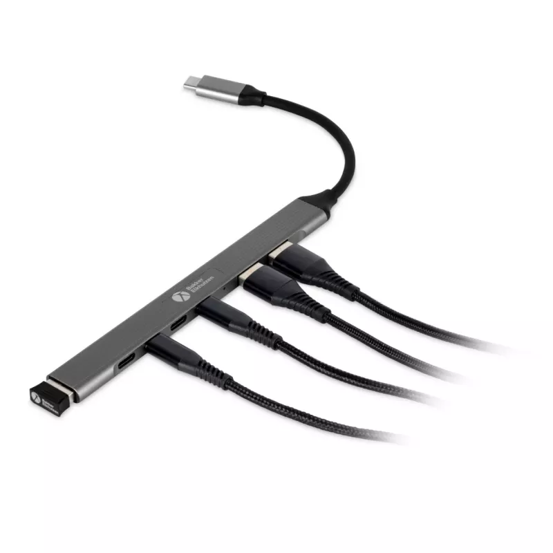 Hub USB-C 7 w 1 BakkerElkhuizen BNECHUB3A4C — 7 portów (USB 3.2 Gen1 A, USB 3.2 Gen1 C, USB 2.0), obudowa aluminiowa, szary/czarny