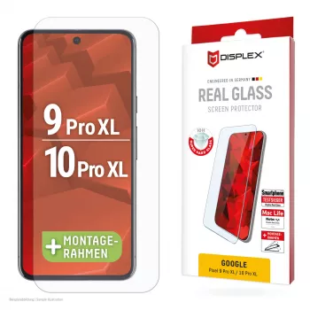 Szkło hartowane Displex (10H) do Google Pixel 9 Pro XL, Pixel 10 Pro XL, z eko-ramką montażową, odporne na zarysowania