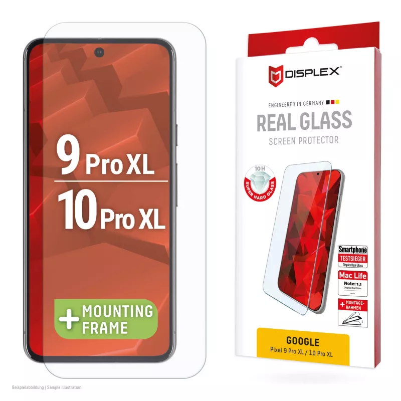 Szkło hartowane Displex (10H) do Google Pixel 9 Pro XL, Pixel 10 Pro XL, z eko-ramką montażową, odporne na zarysowania