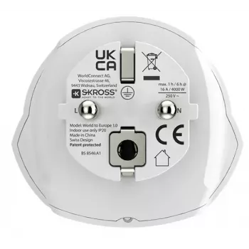 Adapter podróżny SKROSS World to Europe — uniwersalne wejście do gniazda europejskiego, biały, 64×58×47 mm