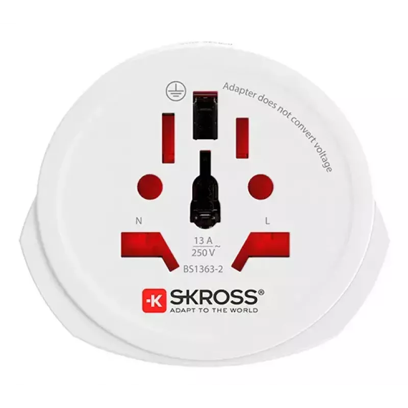 Adapter podróżny SKROSS World to Europe — uniwersalne wejście do gniazda europejskiego, biały, 64×58×47 mm