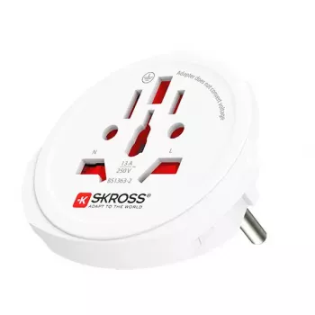 Adapter podróżny SKROSS World to Europe — uniwersalne wejście do gniazda europejskiego, biały, 64×58×47 mm