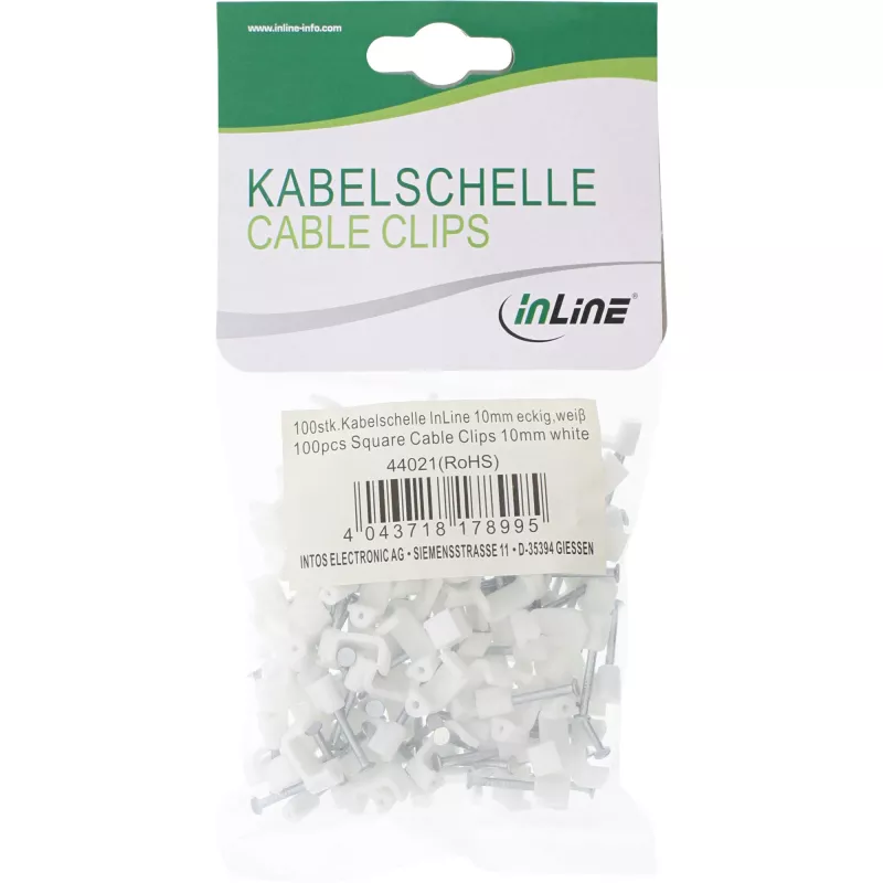 InLine 100 szt. Zacisk kablowy kwadratowy 10 mm biały