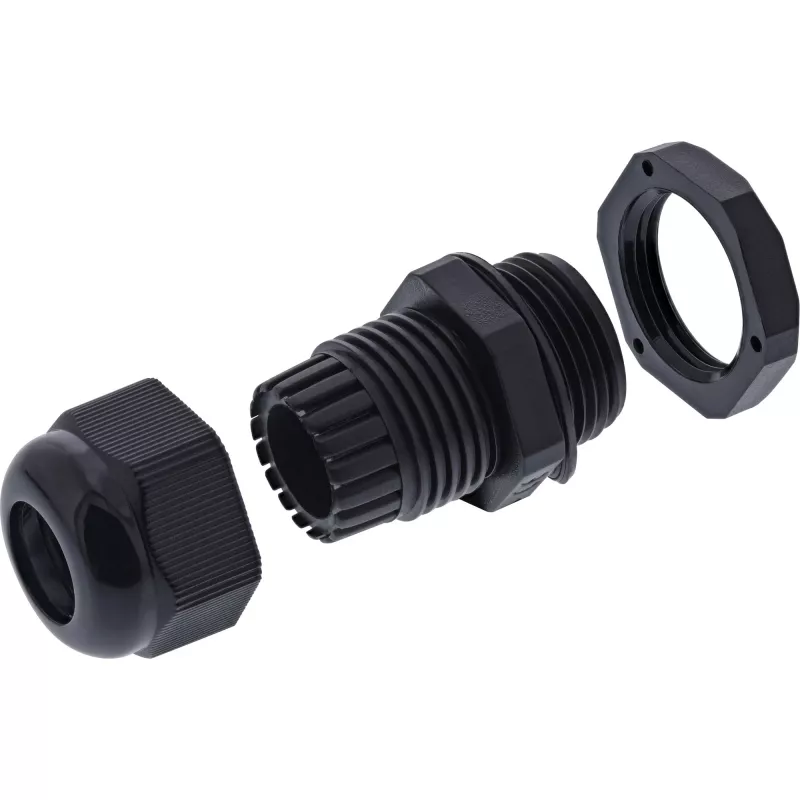 Dławik kablowy InLine 44012B nylon IP68 na kable Ø6–12 mm, czarny, opakowanie 10 szt.