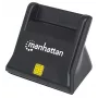 Czytnik kart inteligentnych/SIM Manhattan USB-A, 480 Mbps (USB 2.0), stojący do biurka, kompatybilny z typem ciernym, Hi-Speed USB, kabel 86 cm, czarny, trzyletnia gwarancja