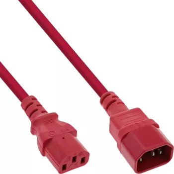 Przedłużacz do urządzeń zimnych InLine, C13 / C14, czerwony, 0.5 m