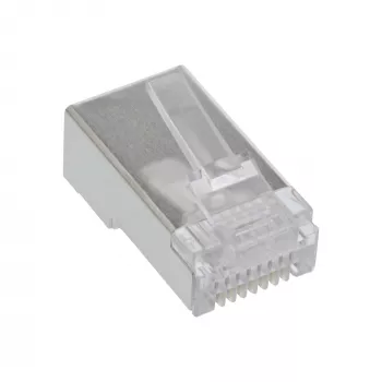 Wtyk 8P8C RJ45 męski ekranowany do kabli okrągłych, InLine, opakowanie 10 szt., srebrny