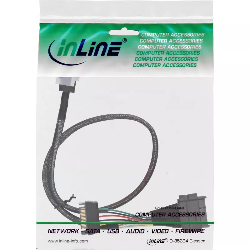 Kabel połączeniowy InLine U.2, SSD z U.2 (SFF-8639) do SFF-8643 + zasilanie, 0,75 m