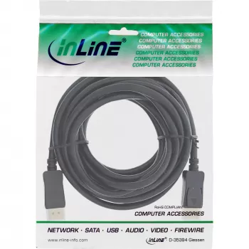 InLine DisplayPort 1.4 kabel active, 8K4K, Czarny, gold, 10m
