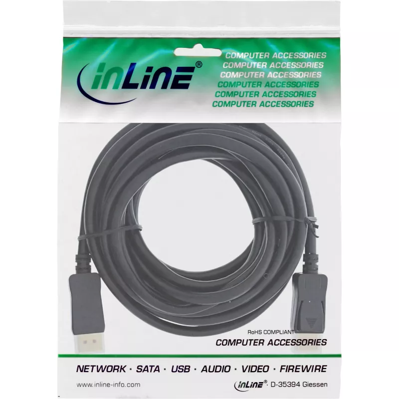 InLine DisplayPort 1.4 kabel active, 8K4K, Czarny, gold, 10m