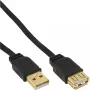 InLine USB 2.0 płaski kabel Typ A męski / żeński pozłacane styki czarny 5m