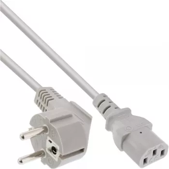 Kabel zasilający InLine, wtyk kątowy CEE 7/7 / wtyk prosty IEC C13 męski, szary, 2 m