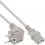 Kabel zasilający InLine, wtyk kątowy CEE 7/7 / wtyk prosty IEC C13 męski, szary, 2 m