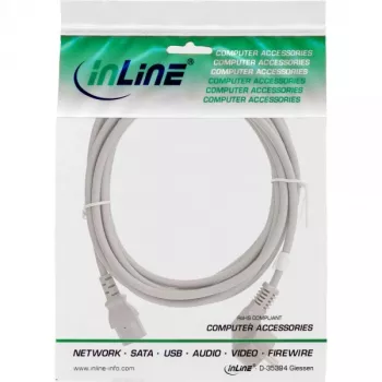 Kabel zasilający InLine, wtyk kątowy CEE 7/7 / wtyk prosty IEC C13 męski, szary, 2 m