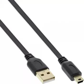 InLine USB 2.0 płaski kabel USB Typ A męski / Mini-B męski 5pin czarny/złoty 5m