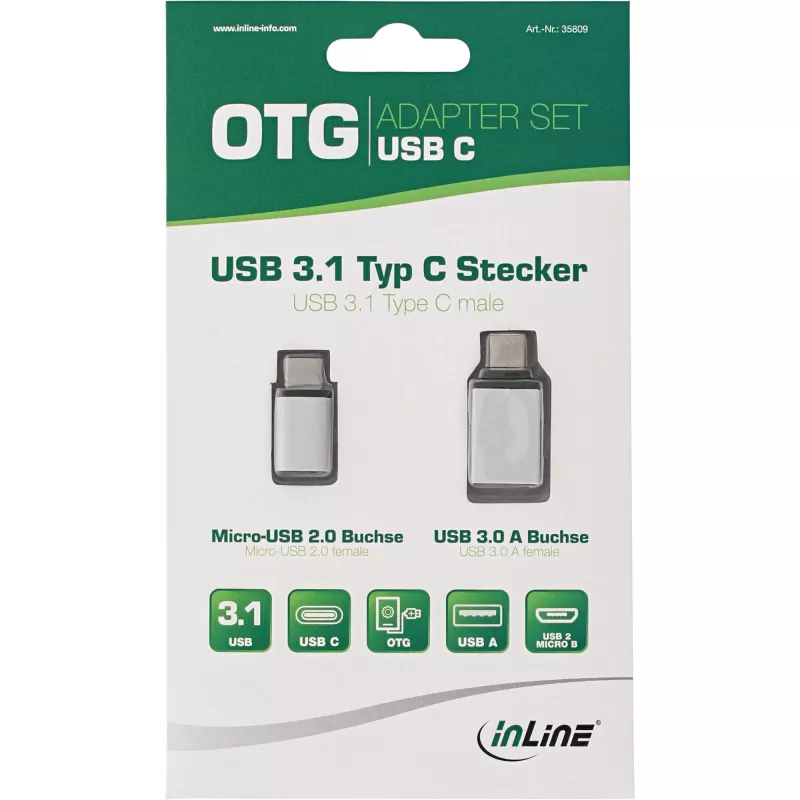 Zestaw adapterów USB-C InLine 35809 USB-C M na Micro-USB F USB3.0 A F