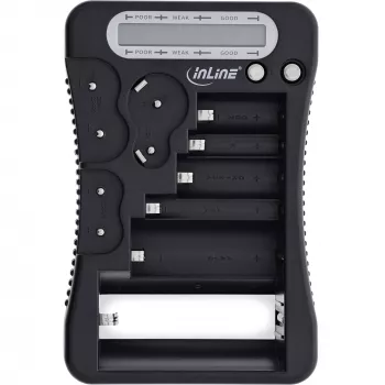 Tester baterii InLine 01285 z wyświetlaczem LCD do baterii okrągłych i guzikowych